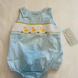 Southern Sunshine Bubble NWT 12 months. Smocked ducks